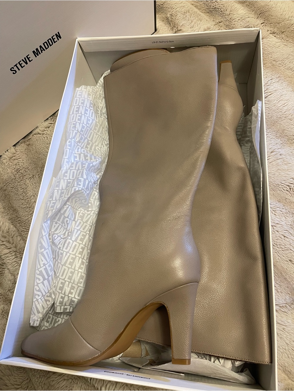 Steve Madden Taupe Knee-High Block Heel Boots